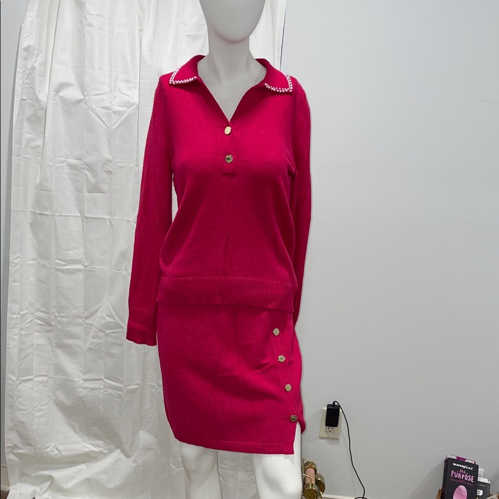 Lilly Pulitzer Fuchsia/Pink Knit Sweater-Skirt Set